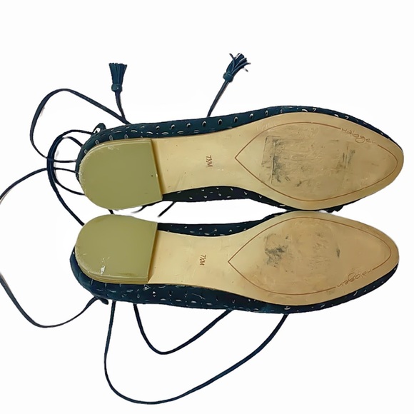 Halogen Nella Ghillie Black Suede Perforated Lace Up Flats - Picture 5 of 5